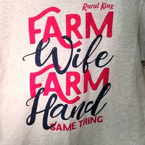 Rural King Graphic Tshirt Tee Size Large Farm Wife Farm Hand Same Thing